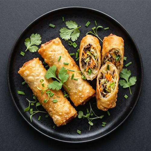 Loempia's met wortel, ui en vermicelli