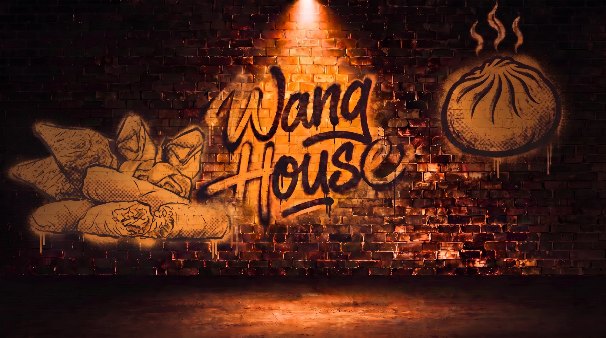 Wang House afhaalzaak bij avondlicht